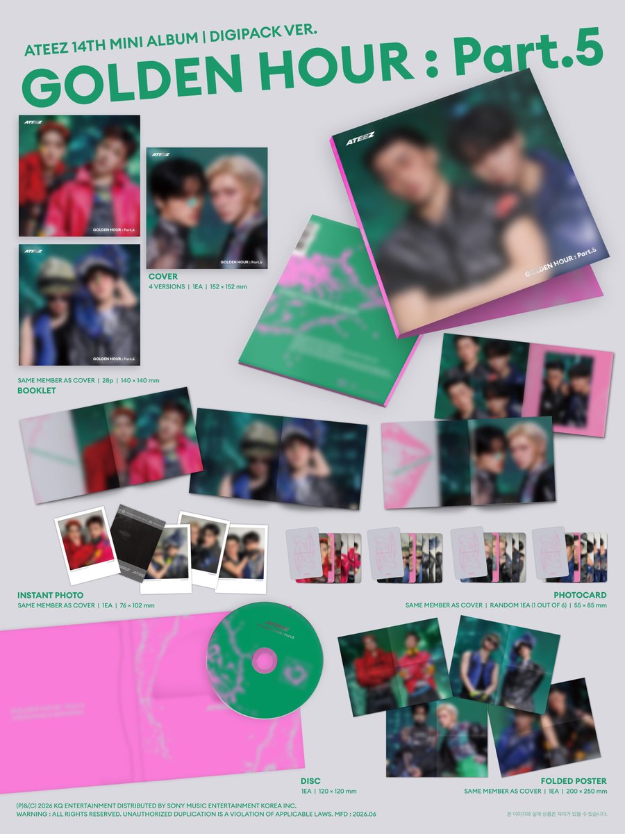 ATEEZ 14th Mini Album GOLDEN HOUR : PART.5 DIGIPACK UNIT Ver.
