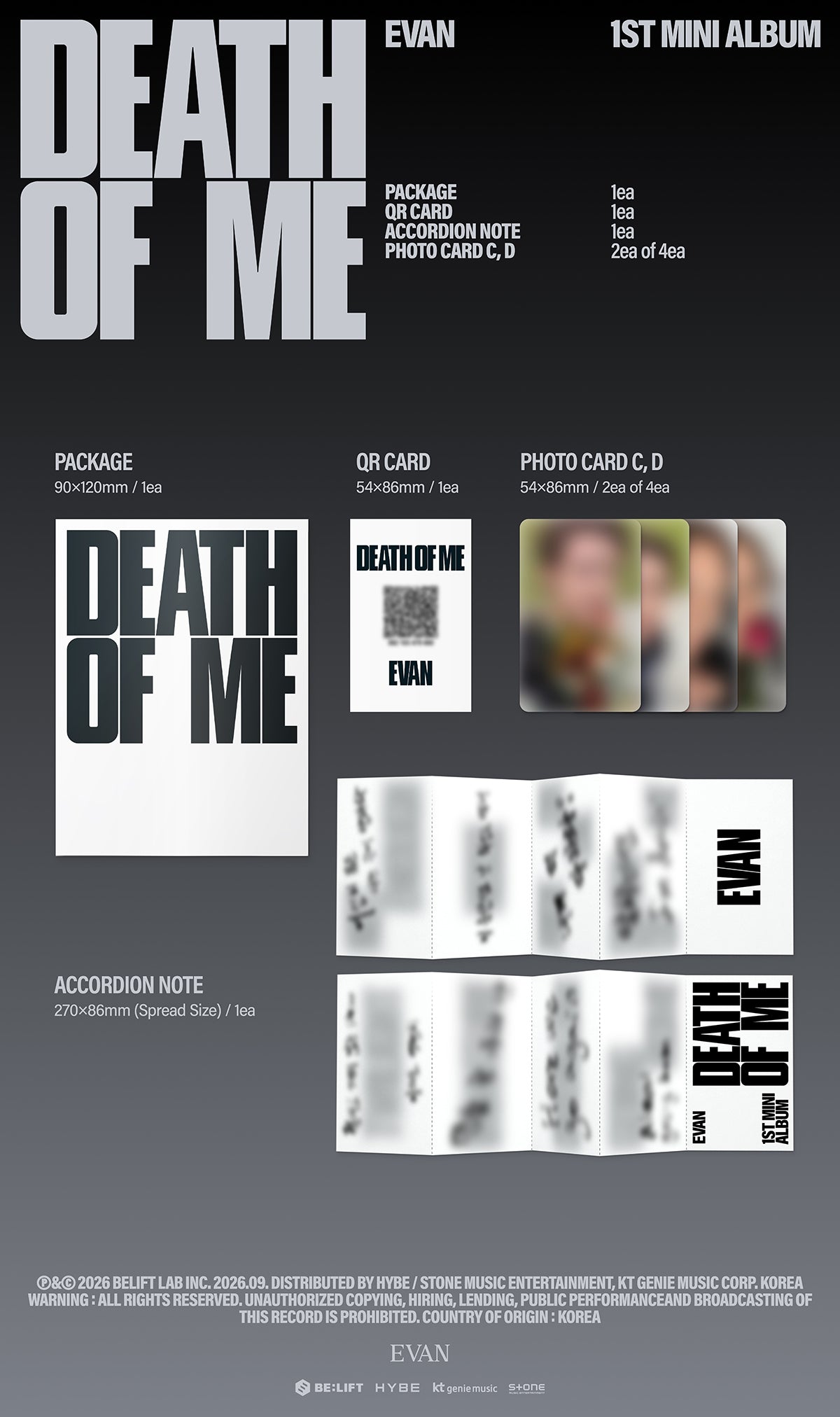 EVAN 1st Mini Album DEATH OF ME Weverse Albums Ver.