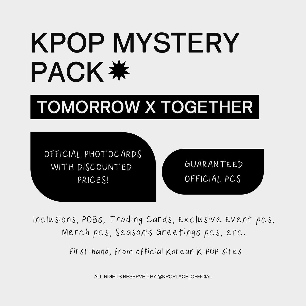 TOMORROW X TOGETHER K-POP MYSTERY PHOTOCARD PACK